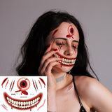 Halloween Face Makeup for Women Men Big Mouth Temporary Tattoo Stickers Disposable Funny Fake Tattoo Waterproof for Saints' Day
