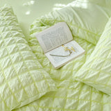 Oklulu-Home Seersucker Washed Cotton Bed Four-piece Ins Wind Maiden Heart Quilt Set Sheet Dormitory Three-piece Set