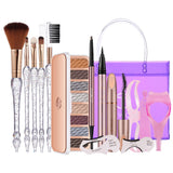 9pcs Cosmetics Kit Eyeshadow Palette Eyebrow Pencil Eyeliner Thick Mascara Cosmetic Bag Full Makeup Set For Women