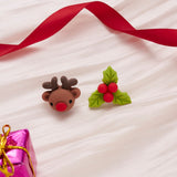 New Trendy Asymmetrical Christmas Stud Earrings Xmas Tree Santa Claus Hat Elk Deer Bell Snowman Soft Pottery New Year Party Gift