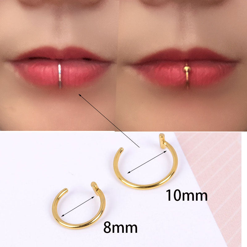 2022 New Punk 8/10mm Titanium Steel Lip Rings Cuff Clip on Fake Labret Piercing Ear Nose Hoops Unisex Women Septum Body Jewelry