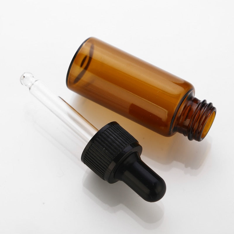 50pcs/lot 5ml 10ml 15ml 20ml Amber Glass Dropper Bottle Jars Vials With Pipette For Cosmetic Perfume Essential Oil Bottles