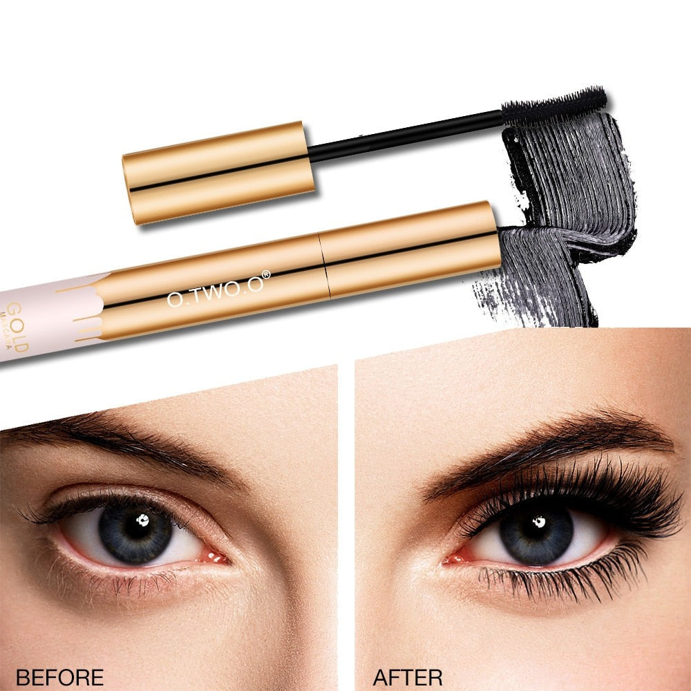 3D Mascara Lengthening Black Lash Eyelash Extension Eye Lashes Brush Beauty Makeup Long-wearing Gold Color Mascara
