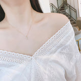 Hot Saleing Simple Strip Geometric Cubic Pendant Shiny Zircon Necklace Silver Clavicle Chain Charm Necklace For Women Gift NK084 Jewelry