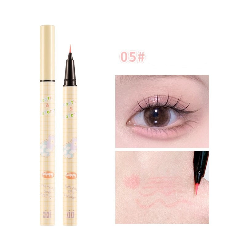 Ultra-Fine Waterproof Liquid Eyeliner Quick-Drying Lying Silkworm Pencil Grey Brown Lasting Eyelashes Pen Cosmetic Makeup Tools