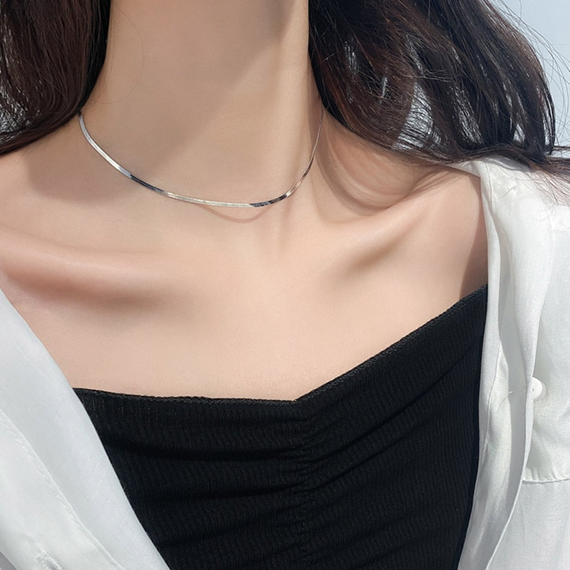 Trendy  Custom  Snake Bone Chain Necklace Women Temperament Clavicle Chain Choker Simple Jewelry