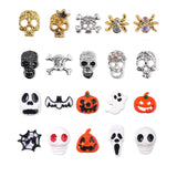 10pcs Nail Halloween Decoration Skull/Spider Alloy Glass AB Rhinestone Nail Charms Parts Accessories Jewelry Nail Salon Supplies