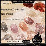 Oklulu Reflective Glitter Gel Nail Polish 10ml Ice Through Sequins Soak Off UV Gel Varnish DIY Sparkling For Manicure Nail Art