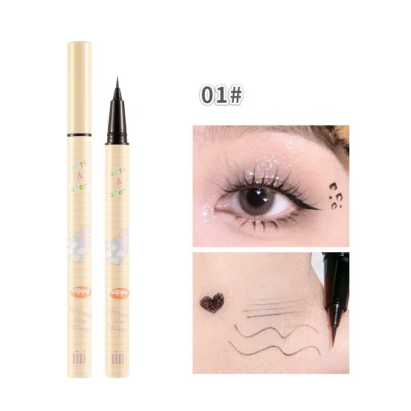 Ultra-Fine Waterproof Liquid Eyeliner Quick-Drying Lying Silkworm Pencil Grey Brown Lasting Eyelashes Pen Cosmetic Makeup Tools