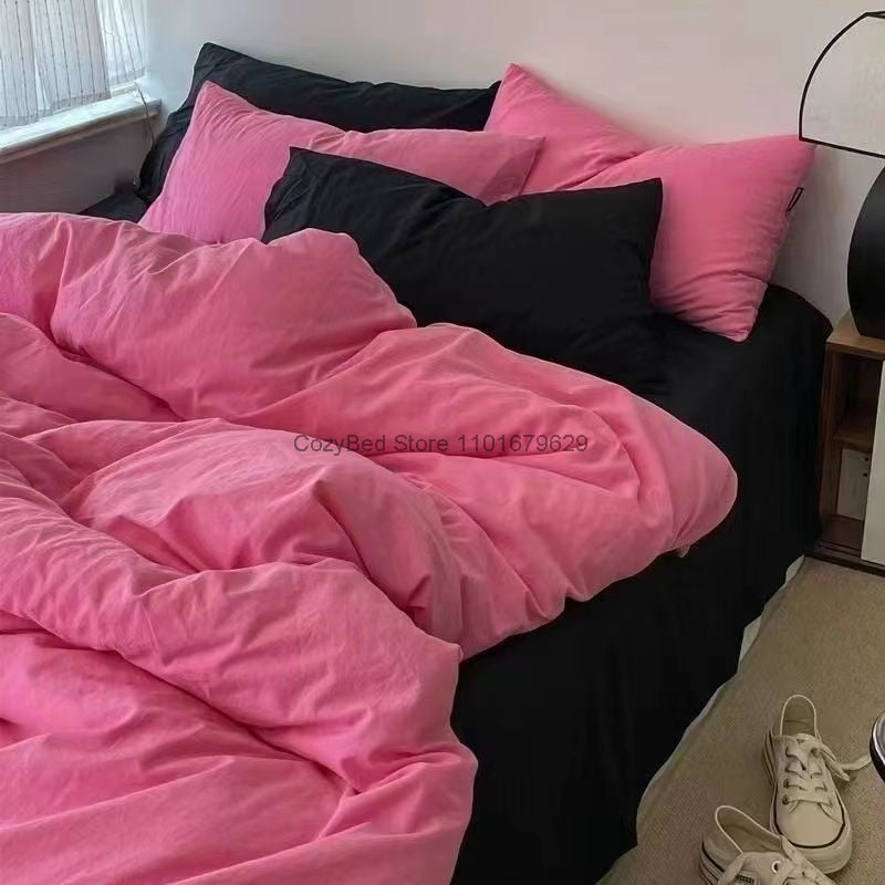 Nordic Princess Purple Bedding Set Girls Boys Single Double Size Flat Sheet Duvet Cover Pillowcase Bed Linens Home Textile