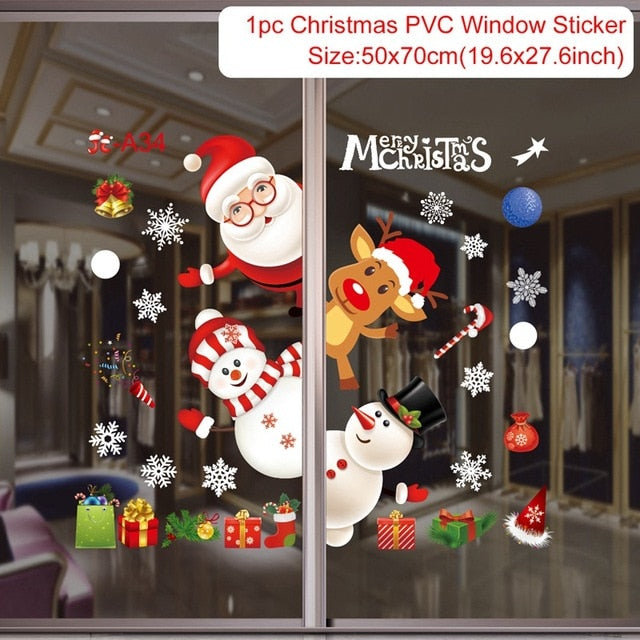 Christmas Wall Window Stickers Marry Christmas Decoration For Home  Christmas Ornaments Xmas Navidad Gift New Year 2023