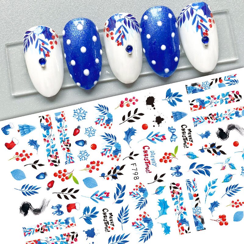 Merry Christmas Nail Art Sticker 3D Sliders Deer Santa Claus Decals New Year Nails Decorations Stickers For Manicure Accessories