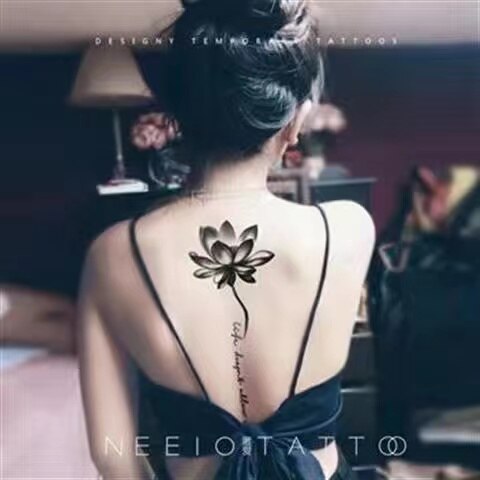 Sexy Alphabet English Long Line Waterproof Fake Tattoo Stickers For Women Back Water Transfer Temporary Tattos Party Decal