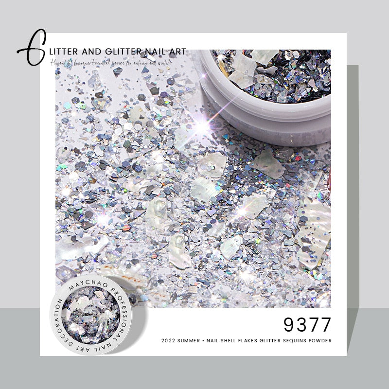 1Box Mix Hexagon Paillette Sequins Glitter Abalone Shell Flakes DIY Powder Sparkly Nail Art Sequins Manicure Decoration