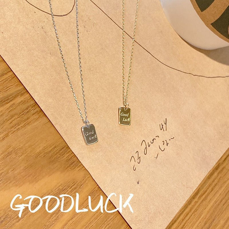 Trendy Simple Good luck Square Square 16K Choker Necklaces Fine Jewelry For Gril Gift Jewelry NK146