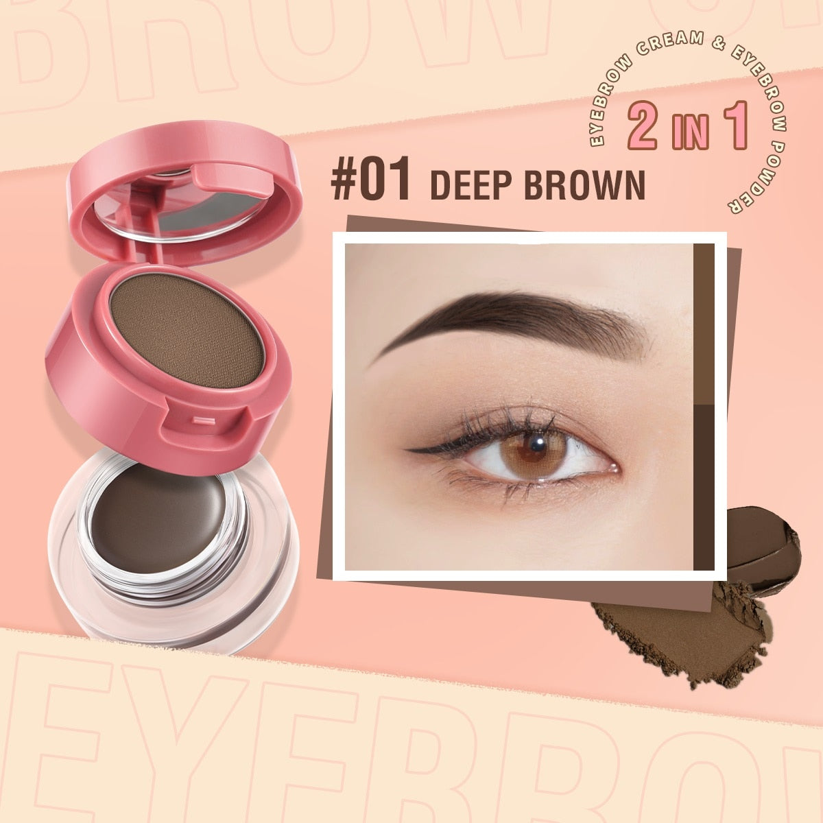 2 In 1 Double Eyebrow Pomade Cream No Fading 3D Tinted Sculpted 3 Colors  Eyebrow Gel  Enhancer Makeup