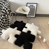 Blacket White Irregular Jigsaw Seat Cushion Chair Soft Back Cushion Home Decor Throw Pillow Comfortable Teddy Velvet Cushions