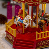 Christmas Decorations LED Glowing Carousel Music House Ornament Rotating Horse Christmas Village Kids Gift Party Xmas Home Decor