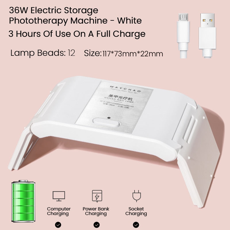 Oklulu 36W Mini Nail Dryer White LED UV Lamp USB Folding Portable Home Use Nail Lamp For Curing Gel Nail Polish Manicure Tools
