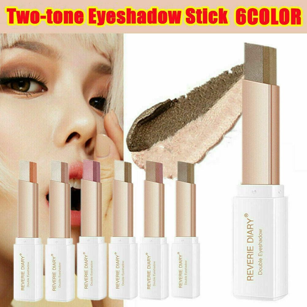 1Pcs Professional 2 In 1 Double Color Gradient Velvet Eye Shadow Stick Lazy Makeup Waterproof Lasting Shimmer Metallic Eyeshadow