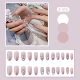 24pcs Nail Art Fake Nails Pink and Silver Glitter Glitter Wearing Reusable False Nails Long Ballerina Press on Nail Art Set Tips