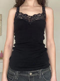 Lace Splice Backless Tank Top