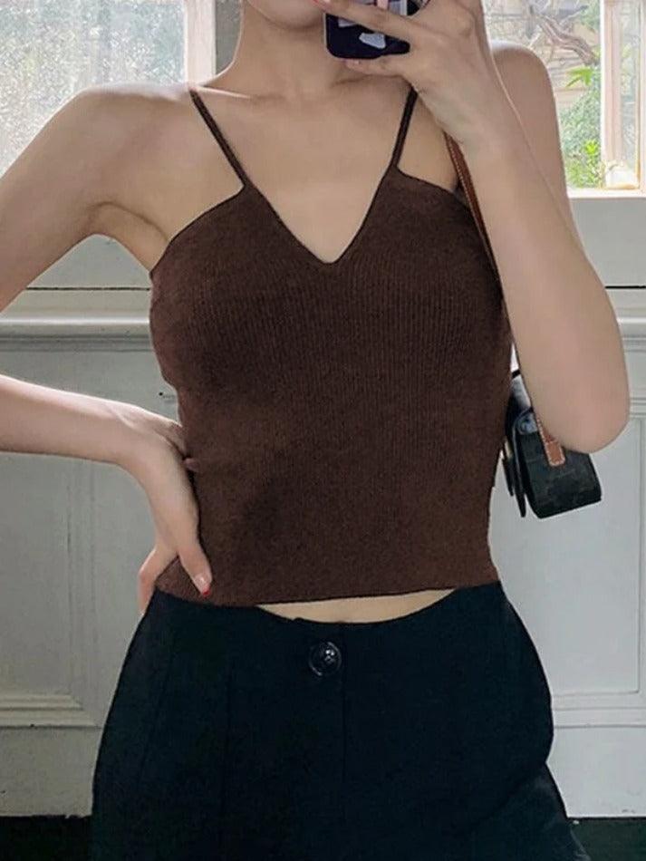 Solid V Neck Cami Top