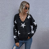 dream clothes Women's 2024 Autumn and Winter Loose V-neck Jacquard Knitted Bottoming Pullover Sweater Women