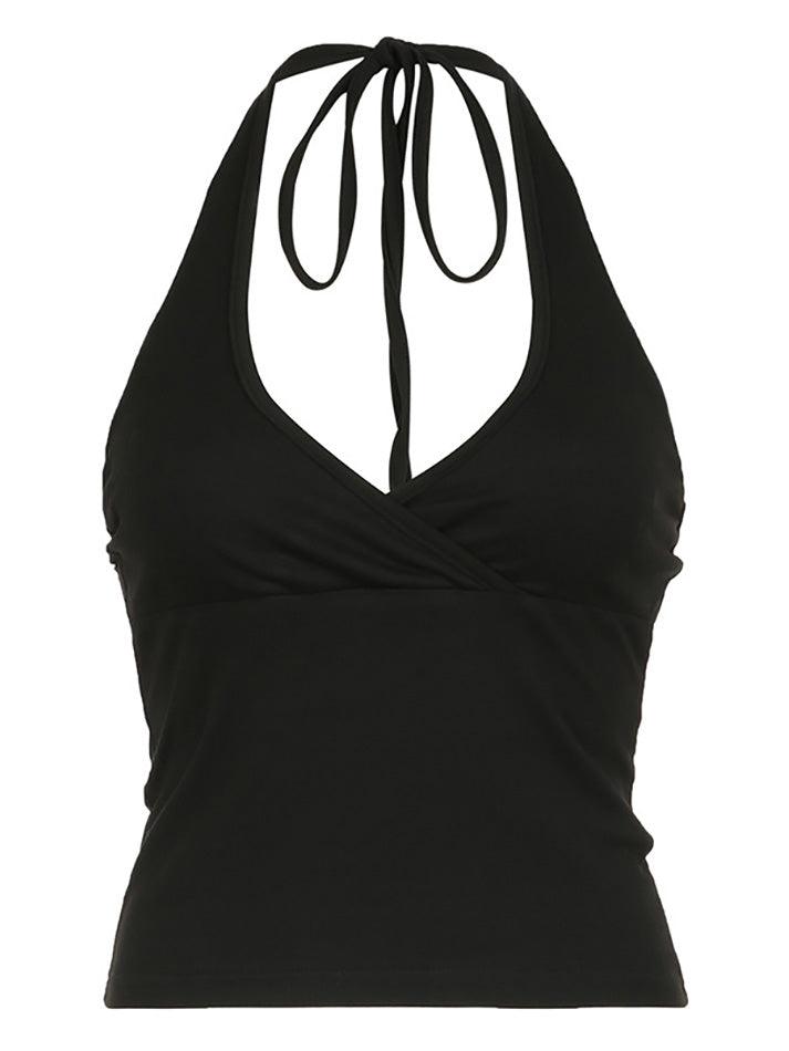 Ruched Plunge Halter Top