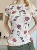 Vintage Rose Print Slim Fit Top