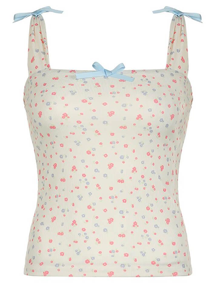 Bow Tie Floral Cami Tank Top