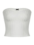 Solid Textured Bow Bandeau Top