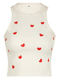 Contrast Heart Print Sleeveless Tank Top