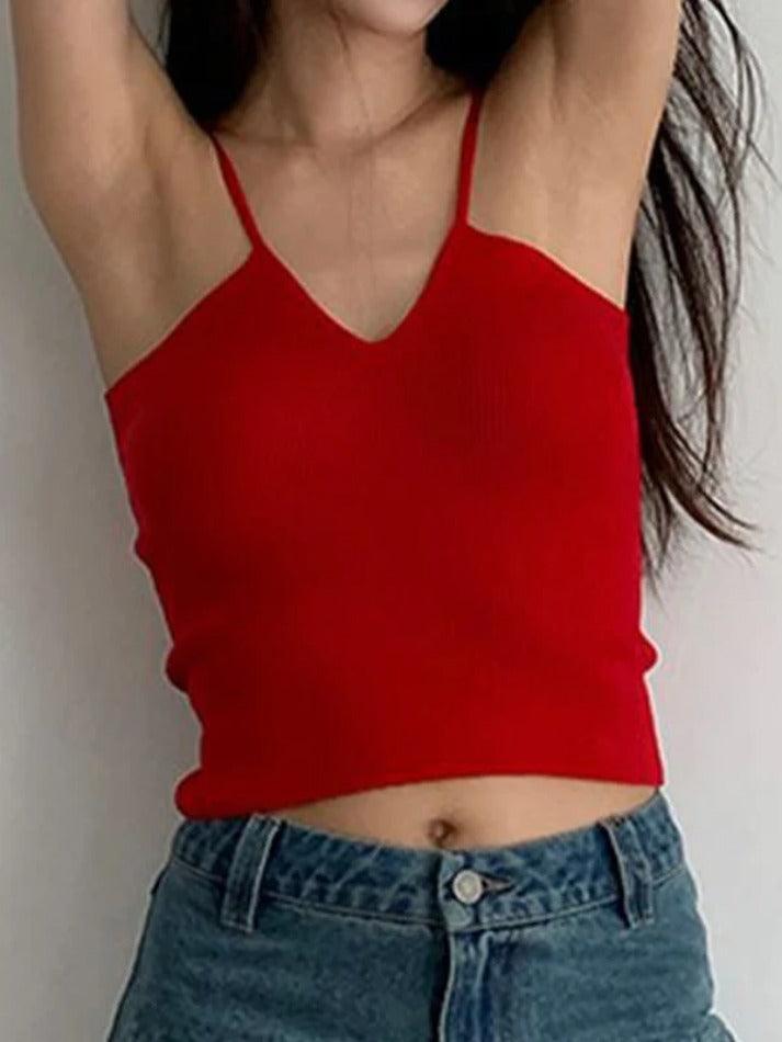 Solid V Neck Cami Top