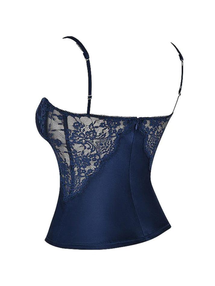 See Through Lace Splice Slim Corset Top