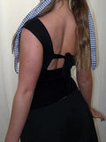 Backless Strappy Black Tank Top