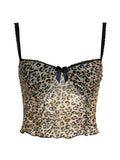 Leopard Print Bow Lace Splice Cami Top