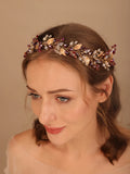 OKLULU  -  Gold Alloy Crystal Bead Flower Headband Hair Accessories Tiaras Bridal Headwear Wedding Hair Jewelry Party Prom Headpiece