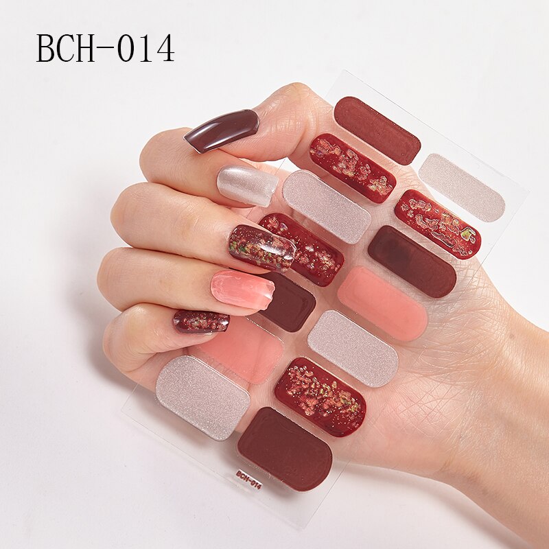 New Arrival Japanese Fashion Designers Nail Stickers Nail Wraps Full Cover Self-Adhesive 14Tips Flower Waterproof Nail Art Decor