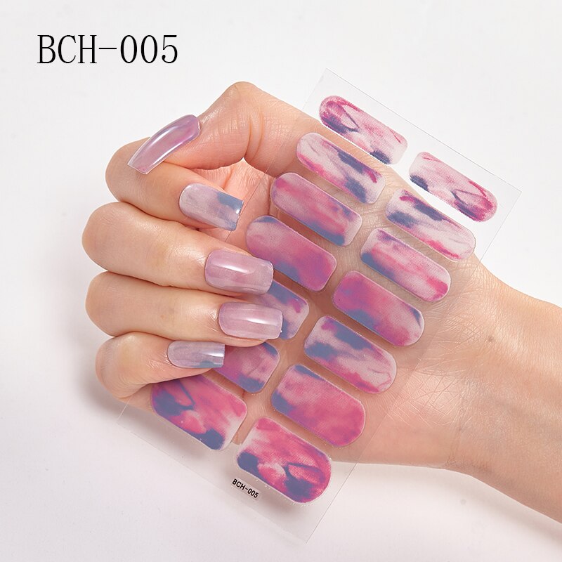 New Arrival Japanese Fashion Designers Nail Stickers Nail Wraps Full Cover Self-Adhesive 14Tips Flower Waterproof Nail Art Decor