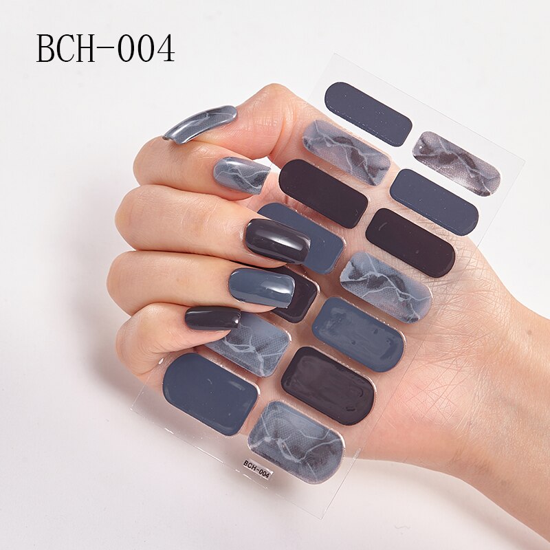 New Arrival Japanese Fashion Designers Nail Stickers Nail Wraps Full Cover Self-Adhesive 14Tips Flower Waterproof Nail Art Decor