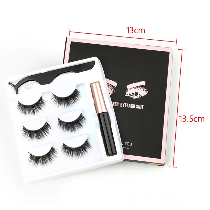 OKLULU  -  Magnetic Eyelashes 3D Mink Eyelashes Magnetic Eyeliner Magnetic 3D Lash Short False Lashes Lasting Handmade Eyelash Makeup Tools