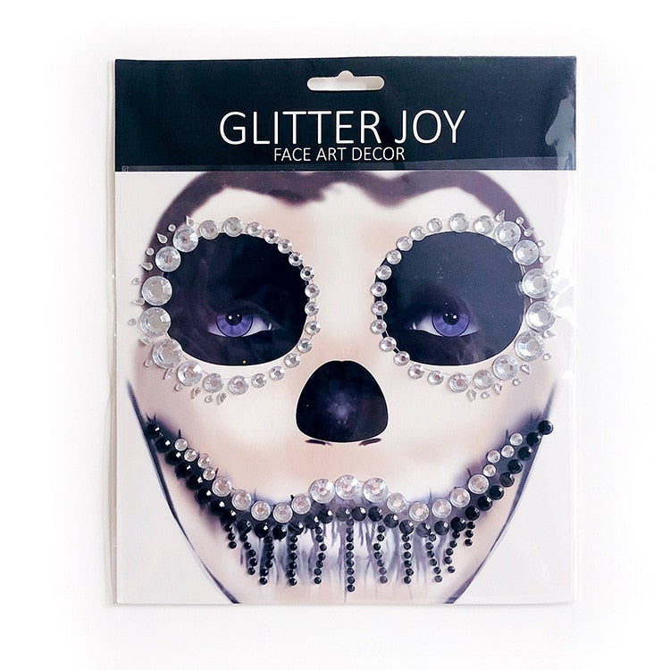 Halloween Terror 3D Face Crystal Sticker Grimace Decorations Ins Fashion Shiny Acrylic Drill Stickers Temporary Tattoo Stickers