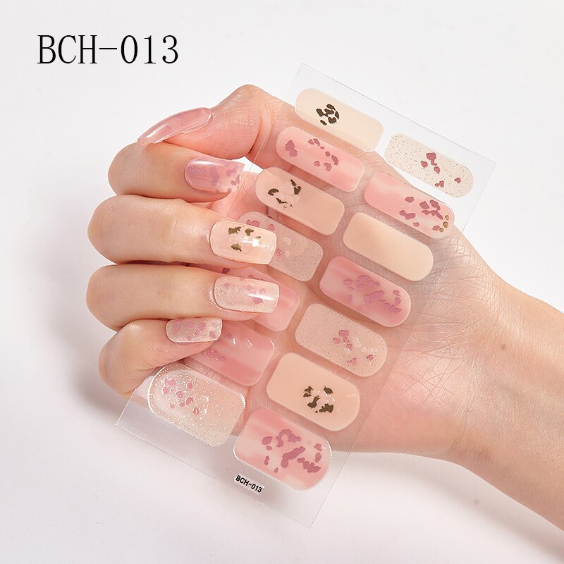 New Arrival Japanese Fashion Designers Nail Stickers Nail Wraps Full Cover Self-Adhesive 14Tips Flower Waterproof Nail Art Decor