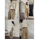 suede jacket outfit   Classic High Waist Simple Casual Pants Women's Autumn New Korean Style Slimming Loose Straight Pants  