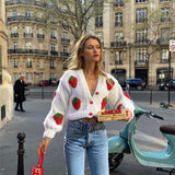 outfit inspo New Style Sweater Cardigan Strawberry Retro Style Three-Dimensional Sweater Ins Hot Selling Short Coat for Women