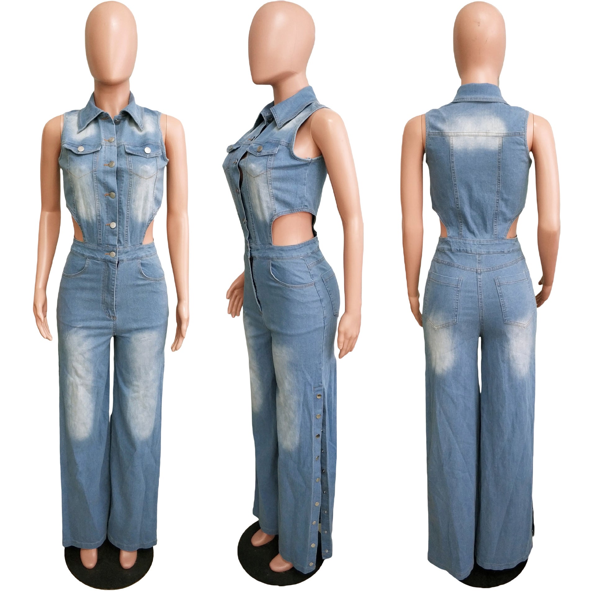 outfit inspo fall  Tight Waist Slim Elastic Wash Denim Jumpsuit Straight Loose Jumpsuit