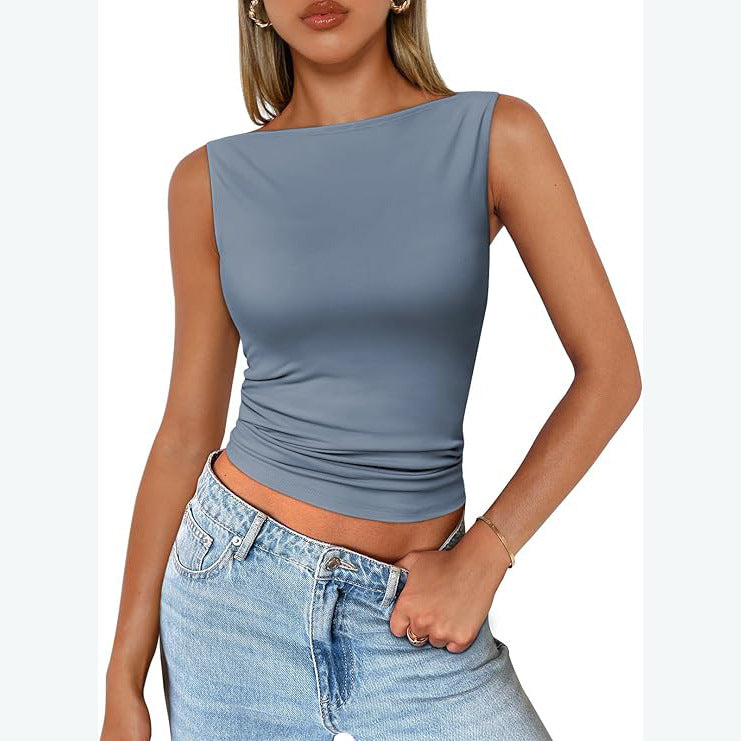 dti outfits Women's Pullover Sleeveless Hot Girl Outer Wear Square Collar Vest Women's Inner Wear Dopamine Top