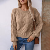 outfit inspo fall Mao Mao Yu Solid Color Twist Pullover Women's Sweater Autumn and Winter New Retro Loose Sweater Women's Clothing