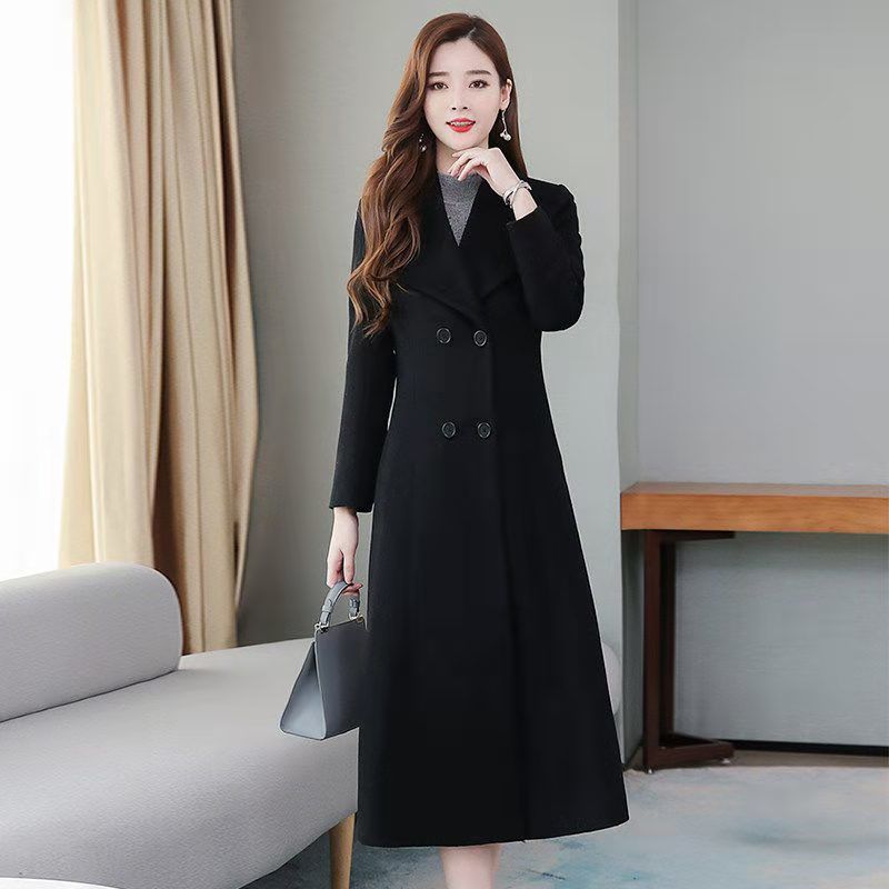 outfit inspo [Thickened with Lining] Autumn and Winter New Woolen Overcoat for Women over the Knee Thickened plus Size Lapel Super Long